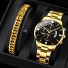 2 шт. модные мужские часы с календарем роскошные мужские кварцевые наручные часы из нержавеющей стали светящиеся часы мужские наручные часы с браслетом