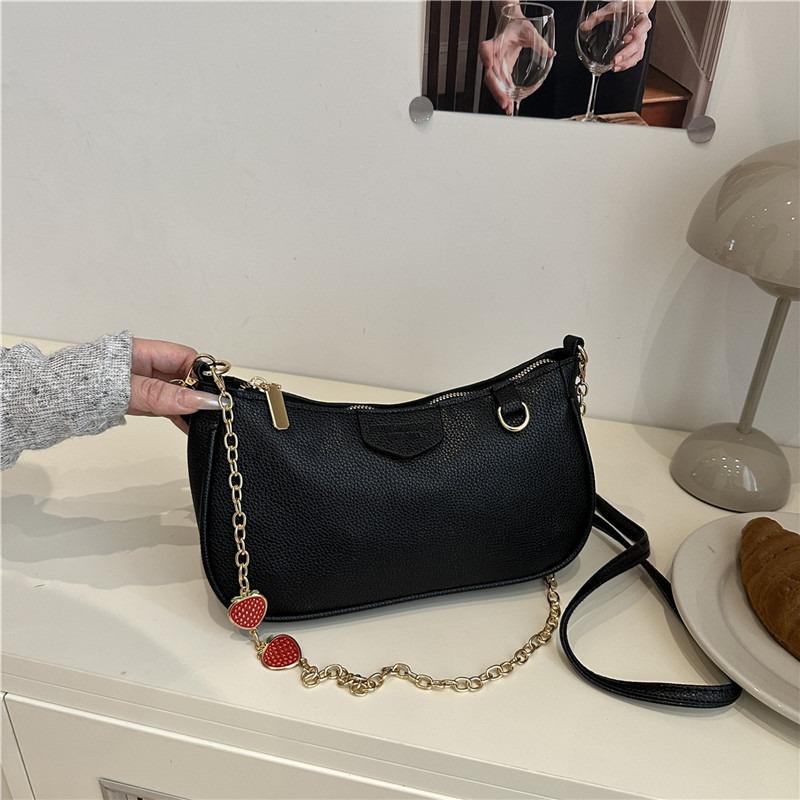 Retro Casual Underarm Bag Women's Summer New Fashion Chain Lychee Pattern Small Square Bag Shoulder Bag