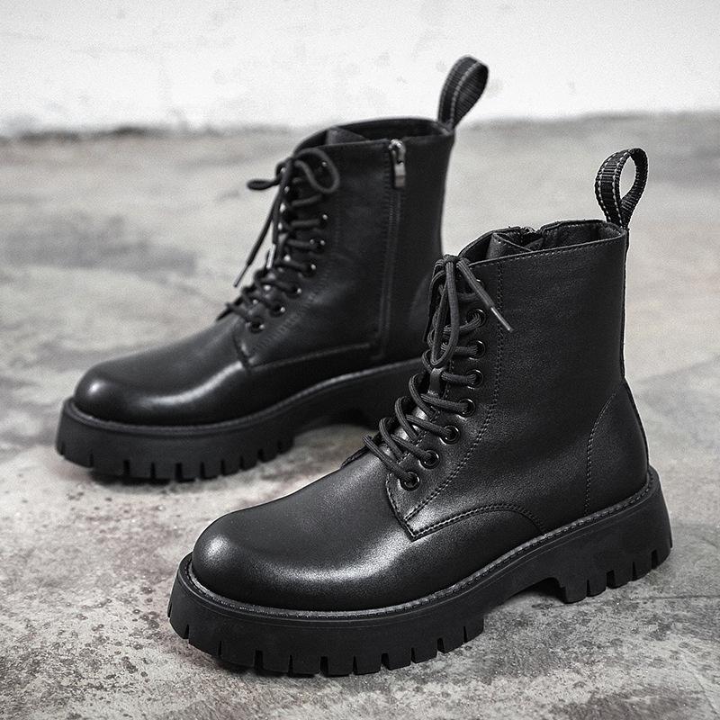 2024 весна-лето повседневные модные ботинки мужские высокие с боковой молнией мужские ботинки Martin из натуральной кожи бархатные мужские ботинки