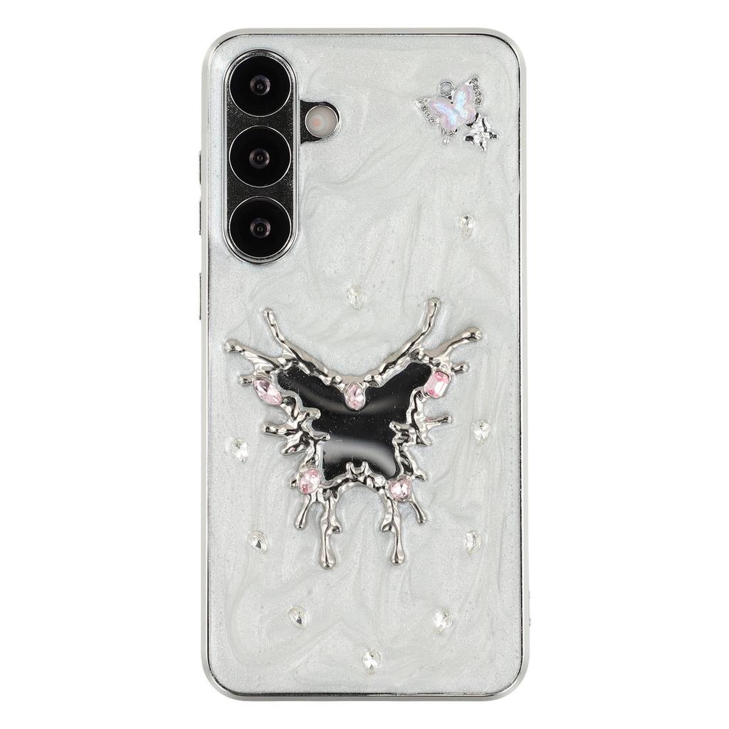 For Samsung Galaxy S24 FE Case Electroplated Epoxy Metal Decor TPU+Acrylic Phone Cover Precise Cutouts