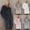 Women's European & American Style Faux Fur Long Coat with Suit Collar for Autumn & Winter