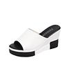 Foreign Trade Large-size Wedge Heel Fish Mouth Sandals 2025 Summer New Thick-soled Heightened One-word Beach Women's Shoes