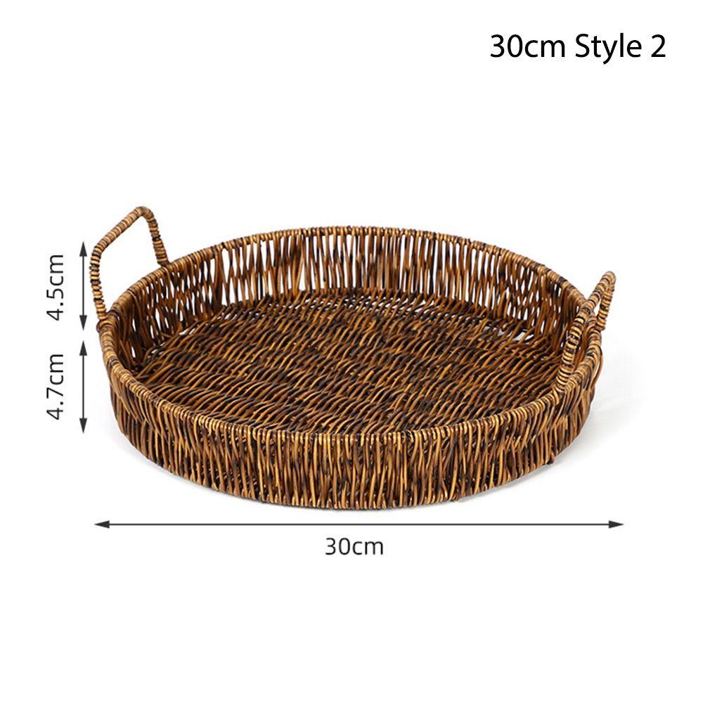 1 шт., плетеный поднос для хранения фруктов, овощей, тортов, круглая форма, пластиковая корзина из ротанговых нитей