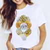 Women's Fruit-Flower Print Crew-Neck Tee Spring/Summer Aesthetic Polyester Fiber Cute Base Shirt Trendy Top