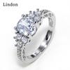 Lindon Classic Copper Alloy Zircon Ring Ladies Jewelry Wedding Promise Party Gift