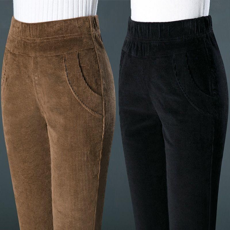 Женские зимние брюки, утепленные брюки с подкладкой, женские брюки с высокой талией, женские брюки среднего возраста, повседневные прямые