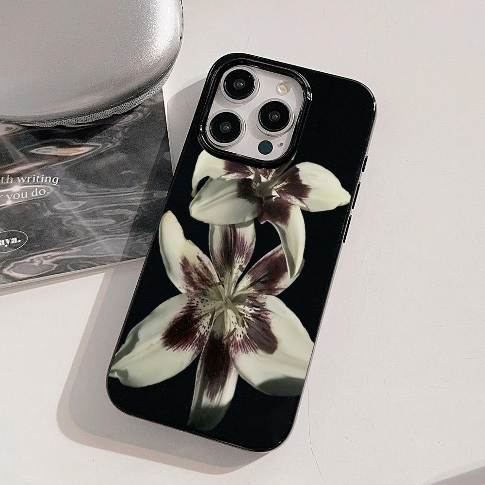 Ретро Чехол для телефона с узором Лилии Для iPhone 17 Air 16 15 14 13 12 11 Pro Max 16E X XR XS Max 7 8 Plus Ударопрочный Мягкий Чехол