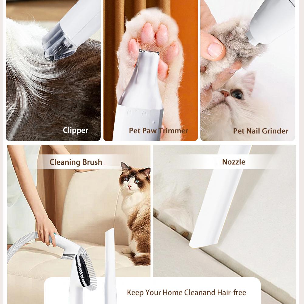 Multi-functional Pet Grooming Kit with Vacuum Cleaner Quiet Pet Hair Vacuum Grooming Tool Dog Hair Removal Vacuum for Home Use