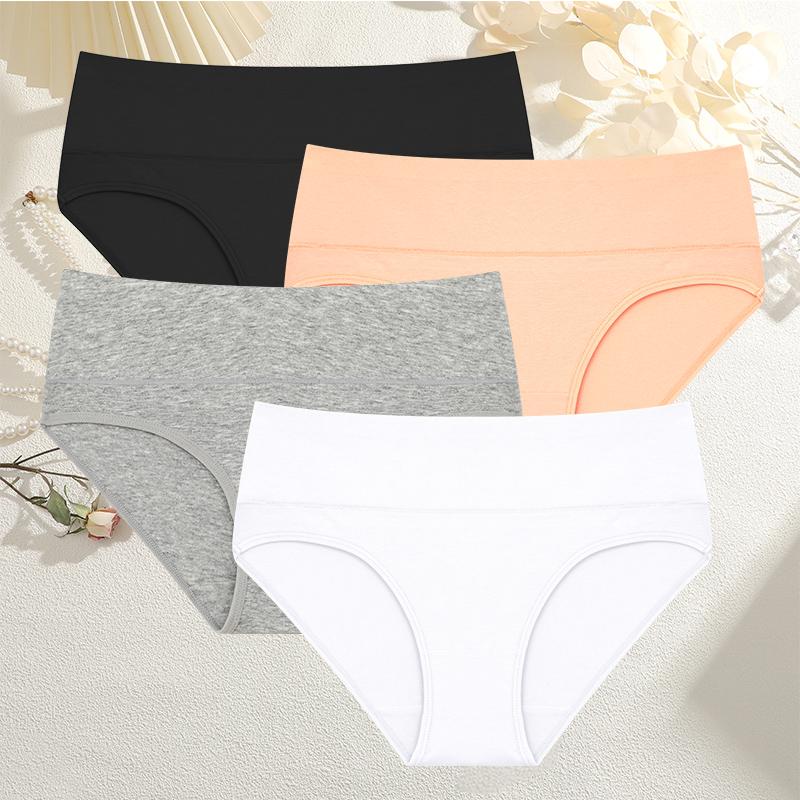 4 шт./компл. Удобные трусики однотонные базовые брифы для женщин хлопковое нижнее белье S-XXL трусики больших размеров женское нижнее белье
