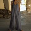 Women's Fashion Casual Button-down Sleeveless Jumpsuit Solid Color Cotton Pocket Jumpsuit