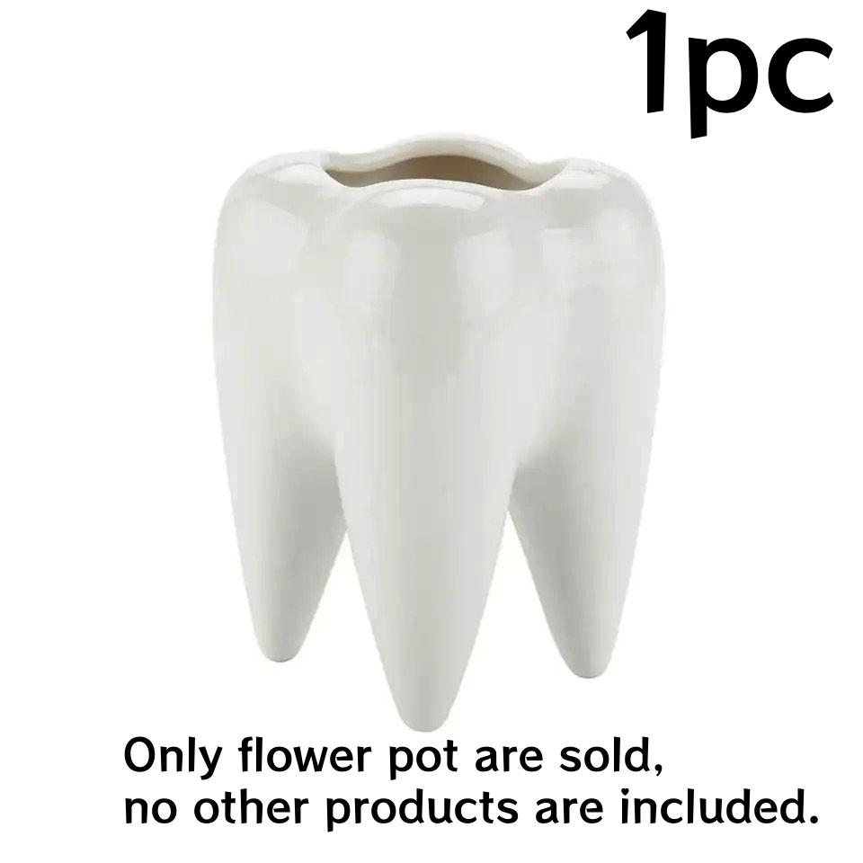 1/2/4 шт. керамический цветочный горшок в форме зуба, горшки для суккулентов, держатель для зубных щеток, мини-домашний декор, настольный горшок для цветов(Без растений)