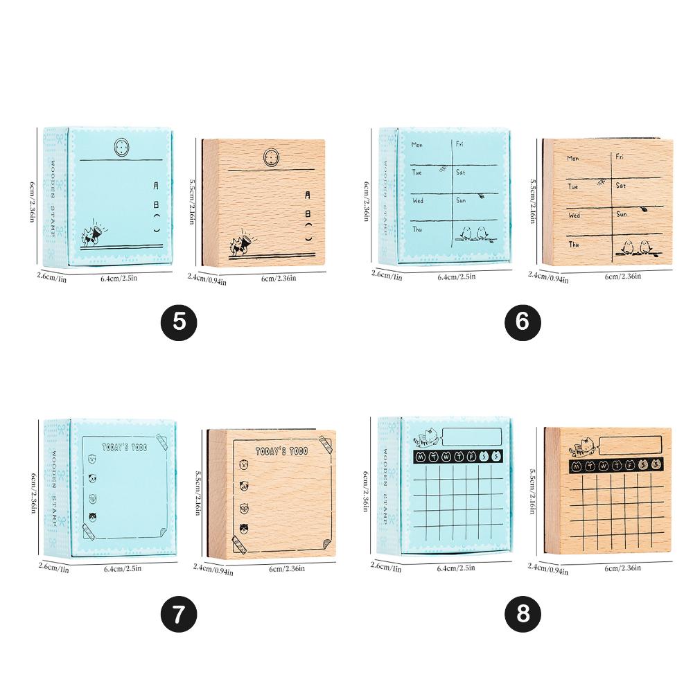 Portable Monthly Calendar Seal Wooden DIY Decorative Printing Stamp Seal Calendar Stamp Seal