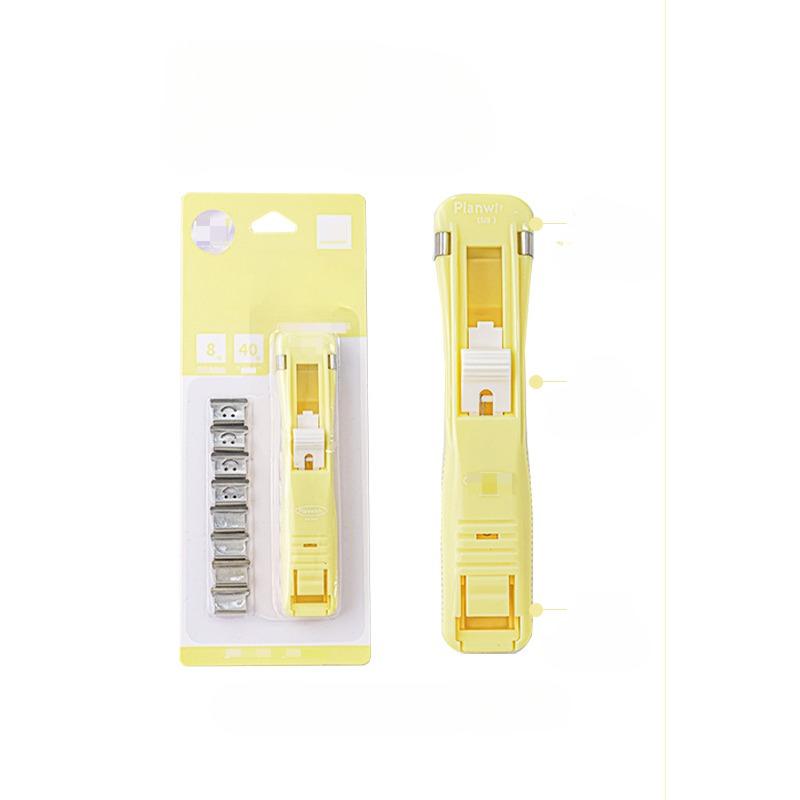 1Pc Creative Stapler Without Staples Creative Simplicity Candy Color Pusher A4 Paper Storage Clip Pusher Office/student Supplies