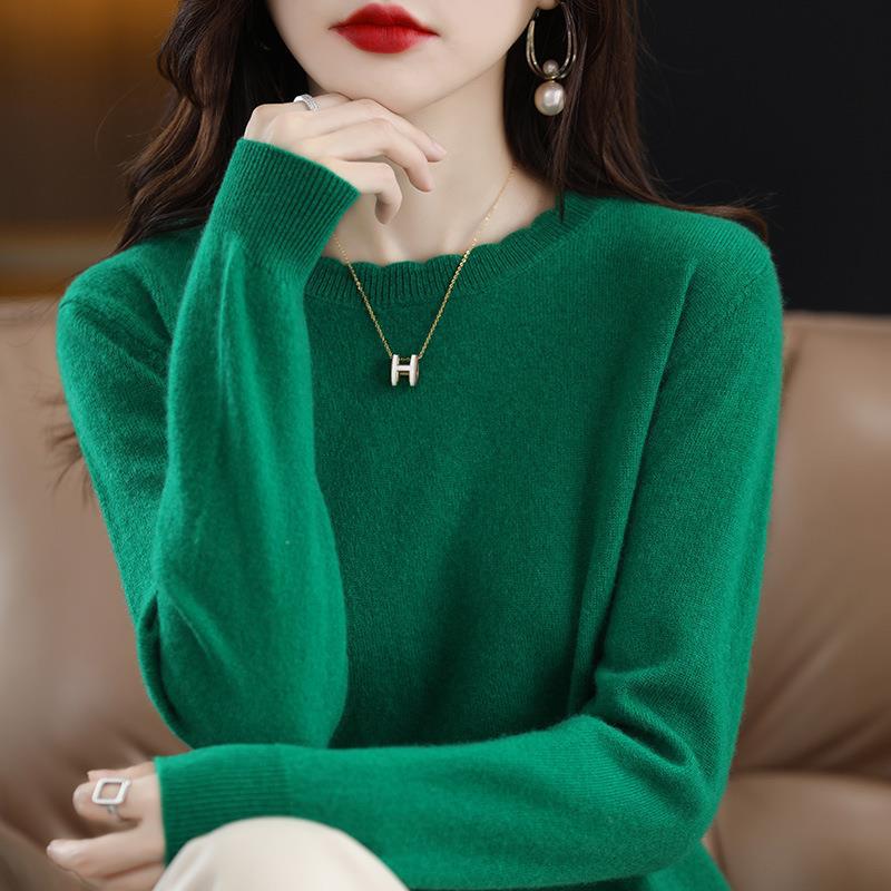 INDFS Женская мода Повседневный Осень Зима Однотонный Принт Длинный Рукав О-Образным Вырезом Свитера