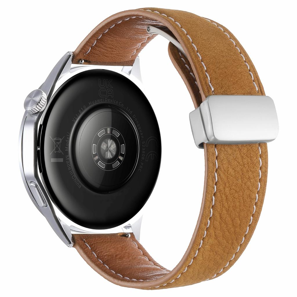 22-мм Магнитный Застежка Ремешок для Часов Huawei Watch GT 6/5/5 Pro/4 46мм Масляная Вощеная Текстура Личи Натуральная Кожаный Ремешок