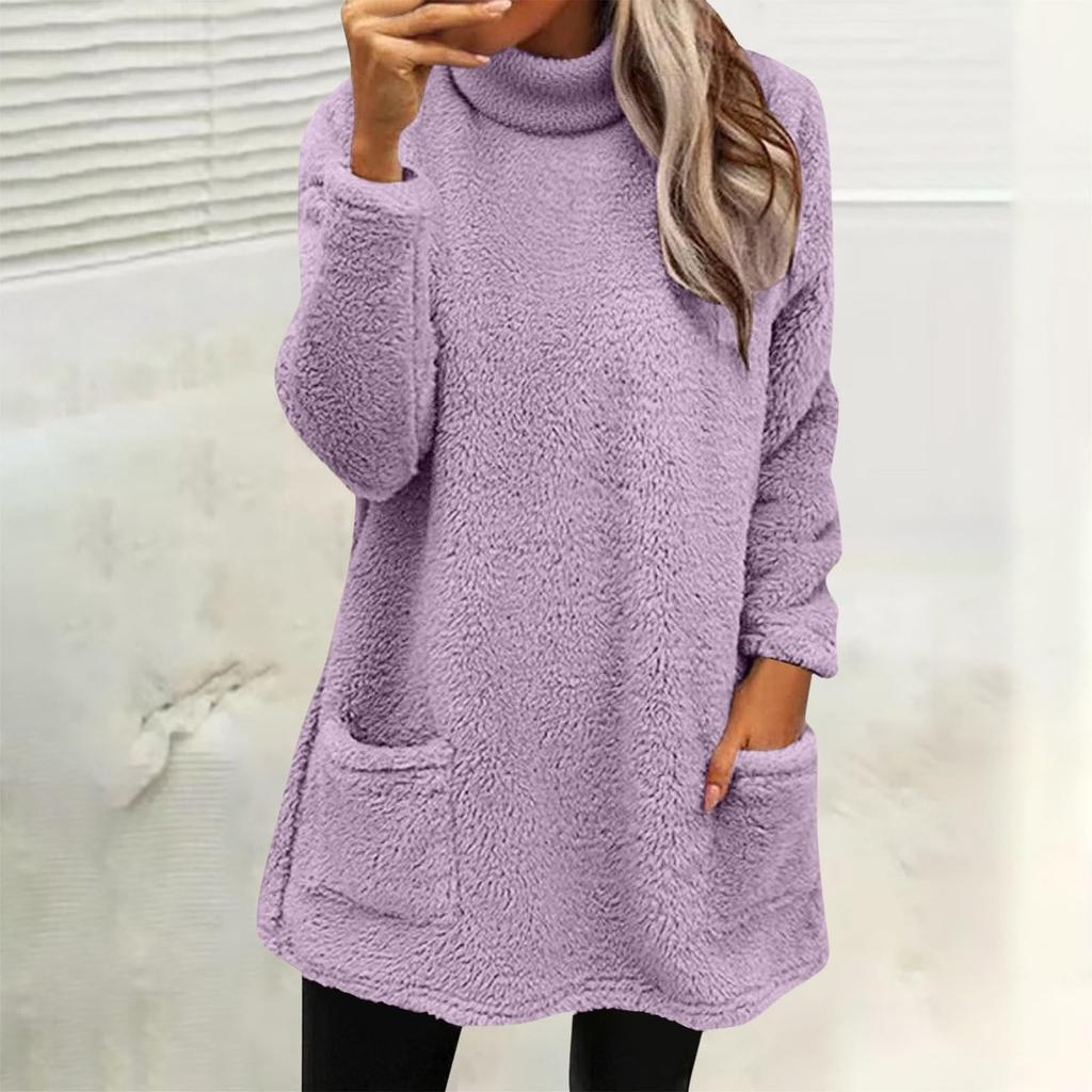 Sweatshirts For Women Mock Turtleneck Fall Winter Warm Sweater Plus Size Tunic Pullover Tops With Pockets