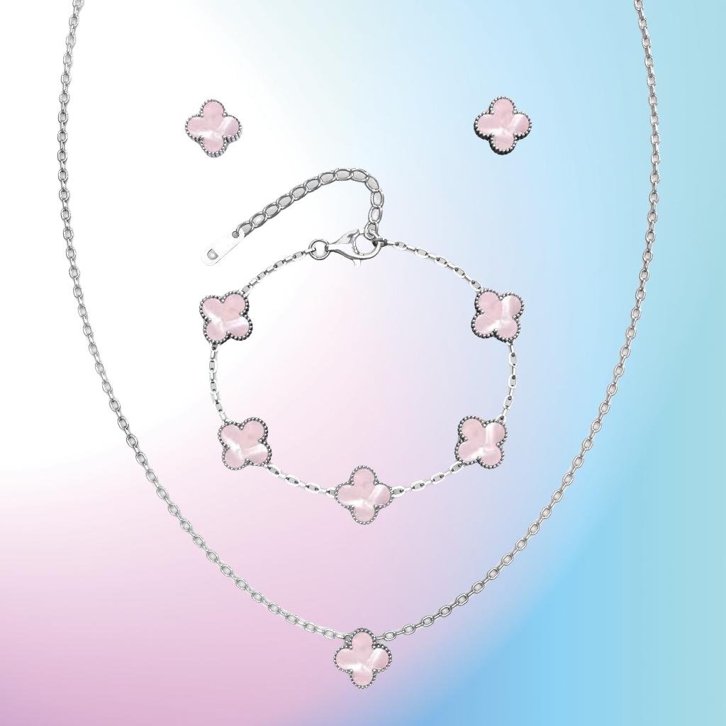 3 шт. универсальный комплект из нержавеющей стали с клевером, женский комплект ожерелья, браслета для ушей, персонализированных аксессуаров