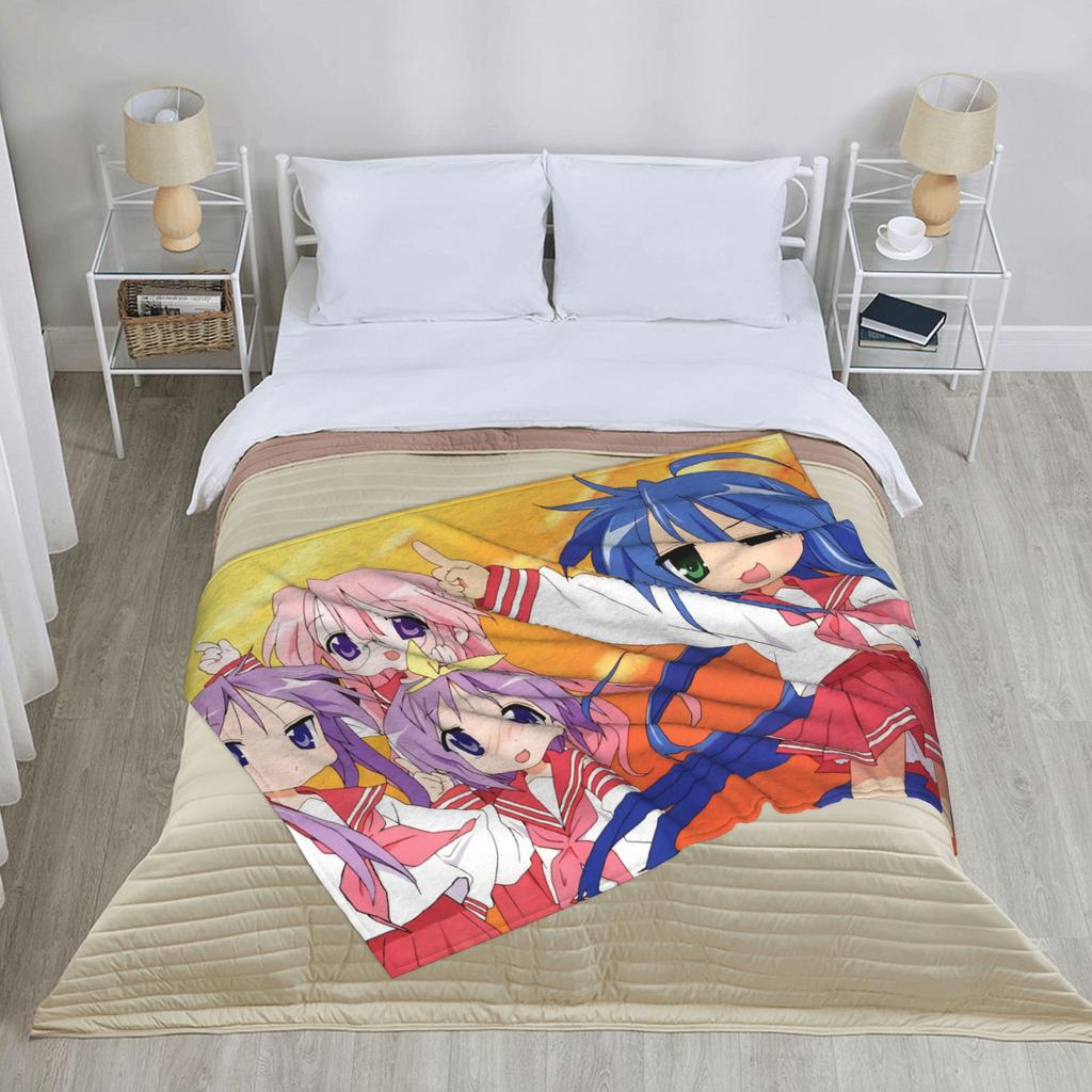 Anime Lucky Star Blanket Fuzzy Funny Warm Throw Blankets for Home Decoration