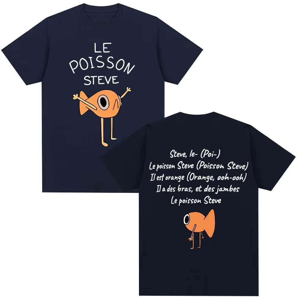 Мужская и женская модная футболка Harajuku с забавным золотым рыбьим мемом «Le Poisson Steve», короткий рукав, оверсайз, хлопок, повседневные футболки