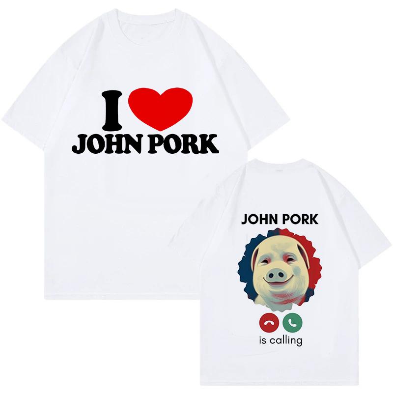 Смешные Мужские Женские Свинья Футболки Топы John Pork Is Calling Answer Call Phone Рубашка Футболка 90-х Готическая Хип-хоп Футболка Уличная Одежда