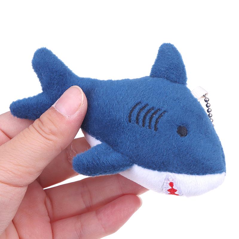 Cute Cartoon Stuffed Plush Shark Pendant Key Chain Ring Doll Toys For Kids Gifts