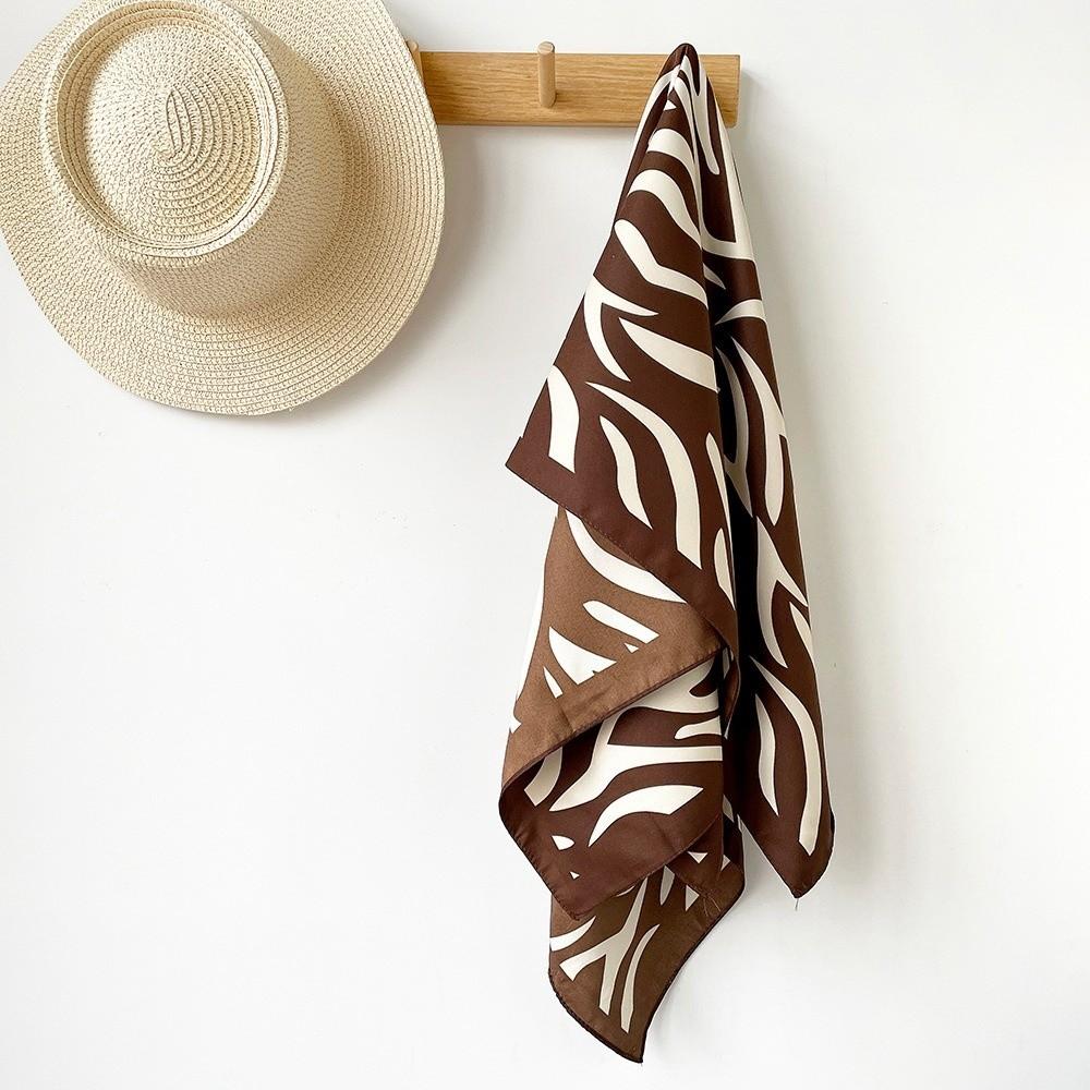 Patterned Shawl Stripes Square Headscarf Lightweight Printed Silk Scarf 90 CM Square Scarf Beach