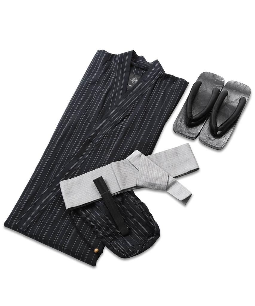 Комплект юката Shingen складной LE Ночной дождь легко надевать юката летний японский японский [Rochelle] мужской 6-предметный (Юката, оби, гэта, сумка, веер,