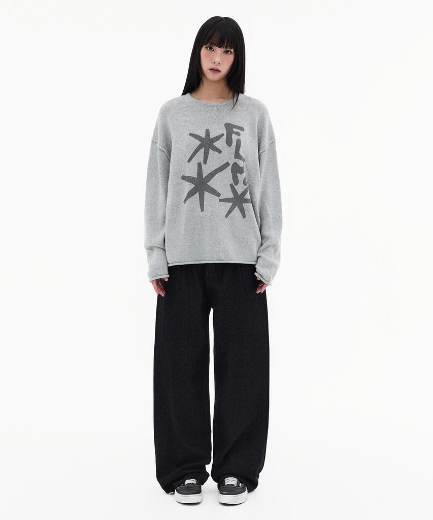 FILLUMINATE Flm Graphic Knit Pullover - Melange Grey