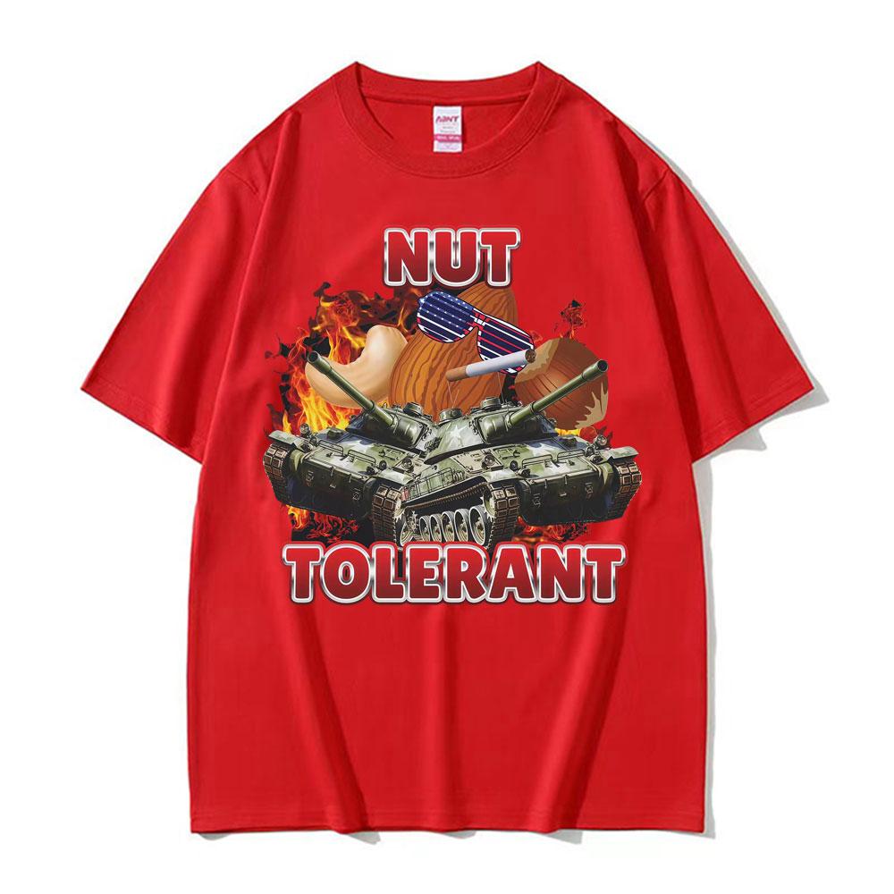 Nut Tolerant Funny Goofy Ahh Meme Tshirts Unisex High Street Vintage Short Sleeve T Shirt Men Summer Fashion Oversized Tees