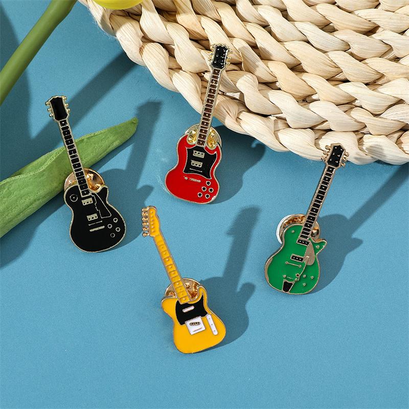 Musical Instrument Series Electric Guitar Violin Metal Enamel Brooch Fashion Personality Lapel Pin Badge Jewelry Gift for Friend