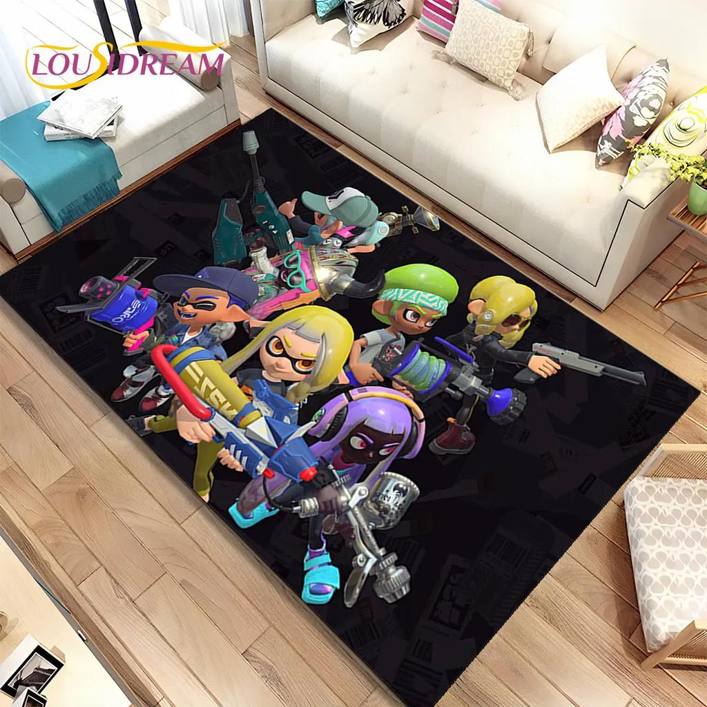 Игры, Splatoon, Мультяшный ковер с изображением геймеров, Ковер для гостиной, спальни, дивана, Придверный коврик, Декорация, Детский нескользящий коврик для пола