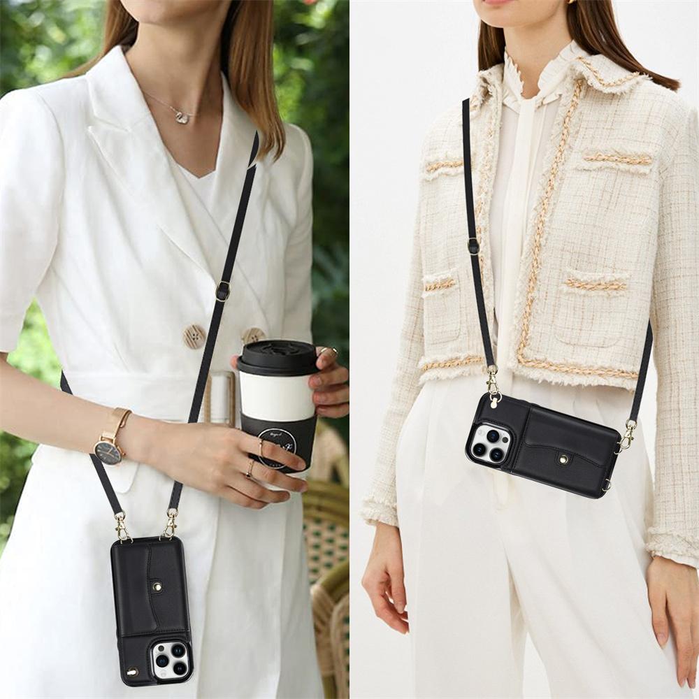 Кожаный чехол-кошелек с диагональным ремешком и кронштейном для iPhone 15 Plus 14 Pro 13 Mini 12 Pro Max 11 Pro Max SE 2020 XS XR 8 7