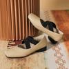 Fashion Square Toe Ballet Shoes for Women Spring/autumn Retro Mary Jane Shoes Women's Thick Heeled Lace Up Ballet Flat Sole Single Shoes