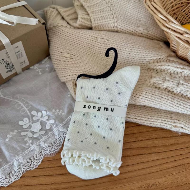 Female Autumn Fashion New Style Bow In The Tube Pile Pile Cotton Socks