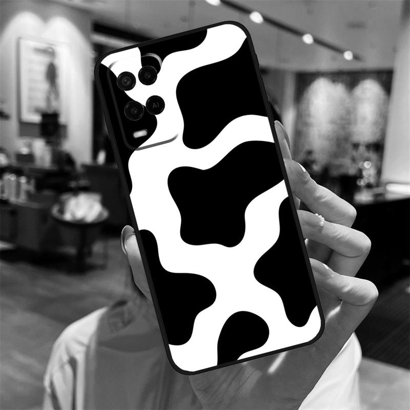 Чехол с принтом под шкуру коровы для Oppo A94 A74 A54 A18 A38 A58 A78 A98 A40 A60 A80 A16 A76 A96 A15 A17 A77 A57S