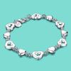 Romantic Casual Silver Jewelry Women's 925 Sterling Silver Bracelet Heart Chain Bracelet 19CM Suitable for Teen Girls GIft