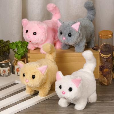 Детская электрическая плюшевая игрушка-кошка, ходячая, качающая головой, виляющая хвостом, интерактивный котенок