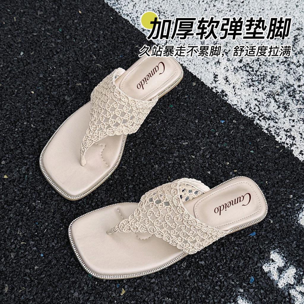 Clip toe casual hollow low heel fashion slippers