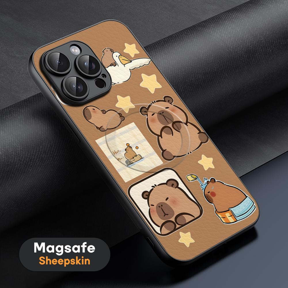 Capybara Popular design Phone Case For iPhone 17 16 15 14 13 12 11 Plus Pro Max  High-end Luxury Magsafe Sheepskin