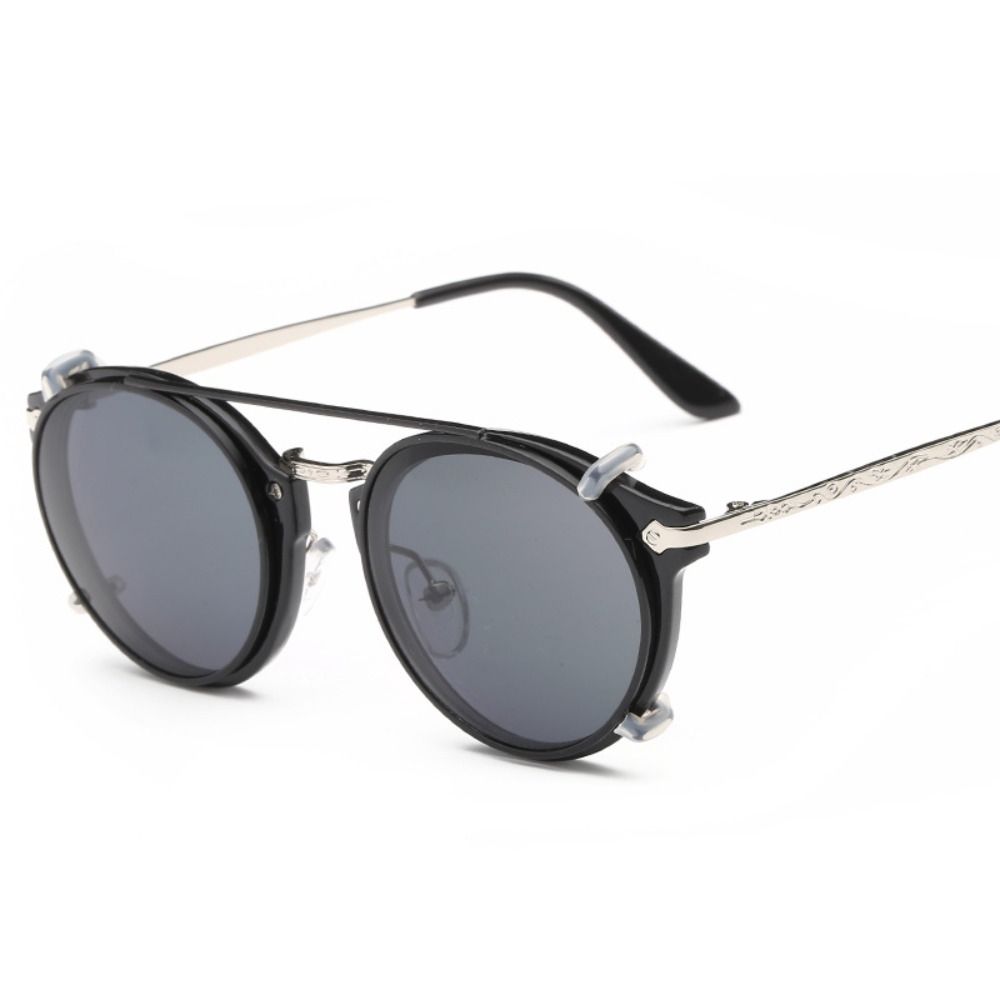 Korean Double Layer Steampunk Flip-Up Sunglasses Two Usage Black Shades Glasses Punk Eyeglasses Flip Cover Computer Eyeglasses