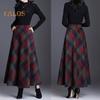 Женская шерстяная юбка с высокой талией и клетчатым принтом, юбка-трапеция, осень-зима, утолщенная юбка с большим подолом, повседневная одежда
