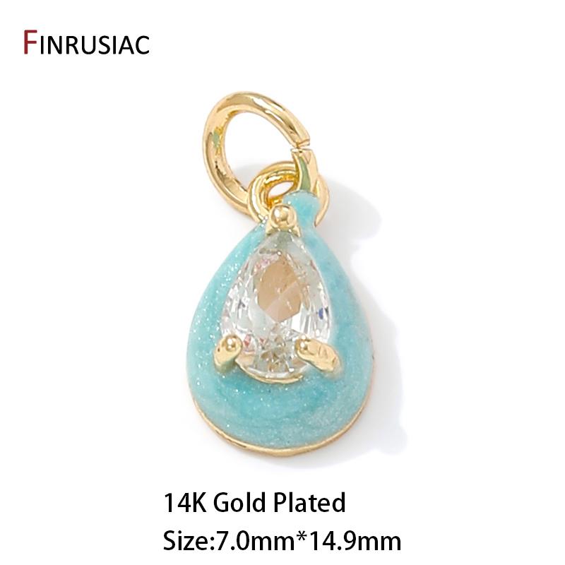 Позолоченная латунь 14K, разноцветная эмаль, цирконы, подвески-капли, подвески для украшений, аксессуары для изготовления ожерелий и браслетов своими руками