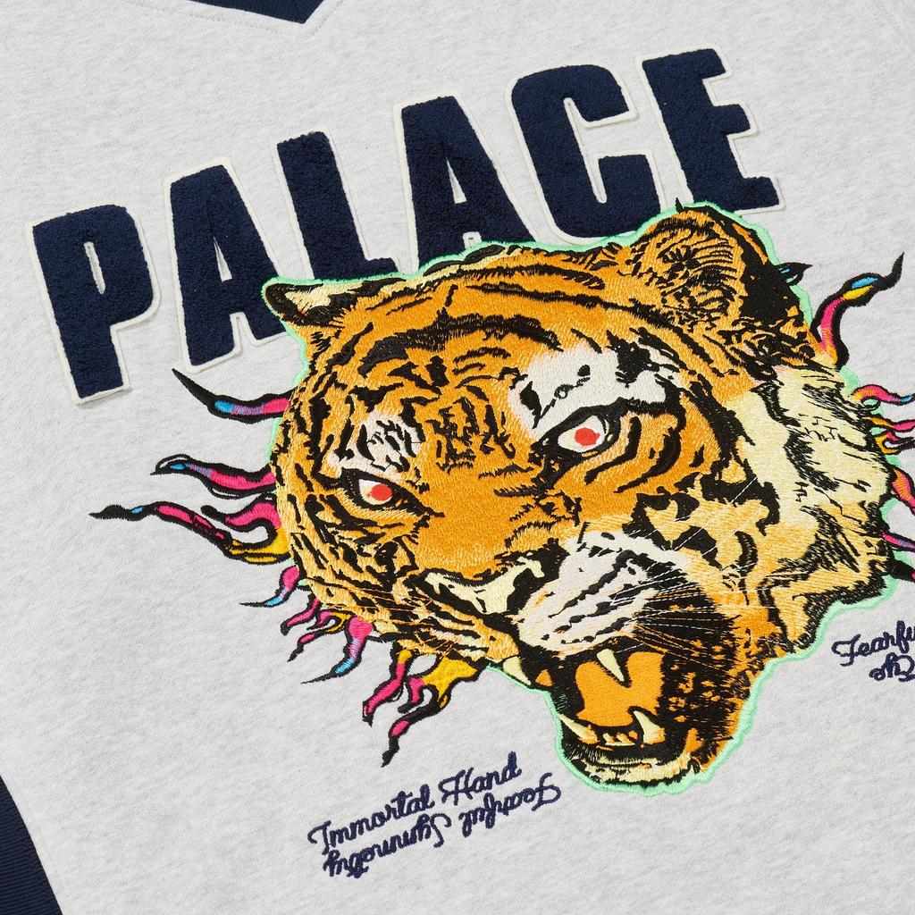 Palace Tora Tora Crew Серый меланж Унисекс Топы P28CS061