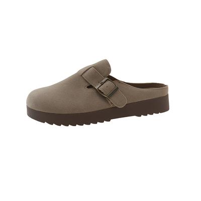 Тапочки Birken из искусственной замши на плоской подошве женские осенние винтажные туфли-мюли с закрытым носком женские тапочки с мягкой подошвой из пробки для отдыха на природе