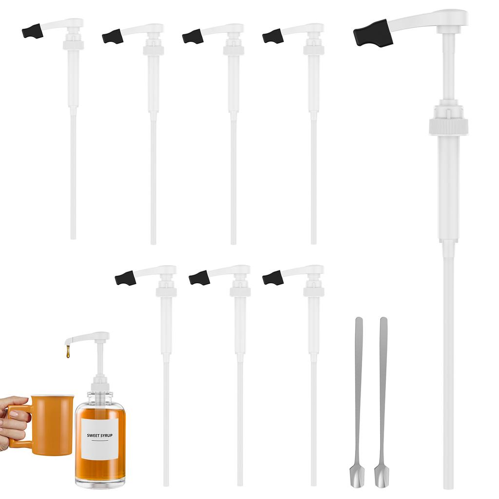 Syrup Pump Dispenser Reusable Coffee Flavoring Pump with Spoon Multi-purpose Syrup Pumps Fits 750ml/25.4oz Bottles for Home Cafe