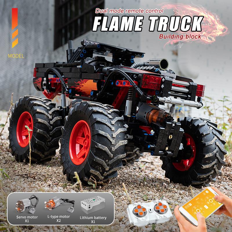 MOULD KING 18008 Technical Building Blocks APP RC Motorized Flame Climbing Truck Model Assembly Bricks Kids Toys Christmas Gifts