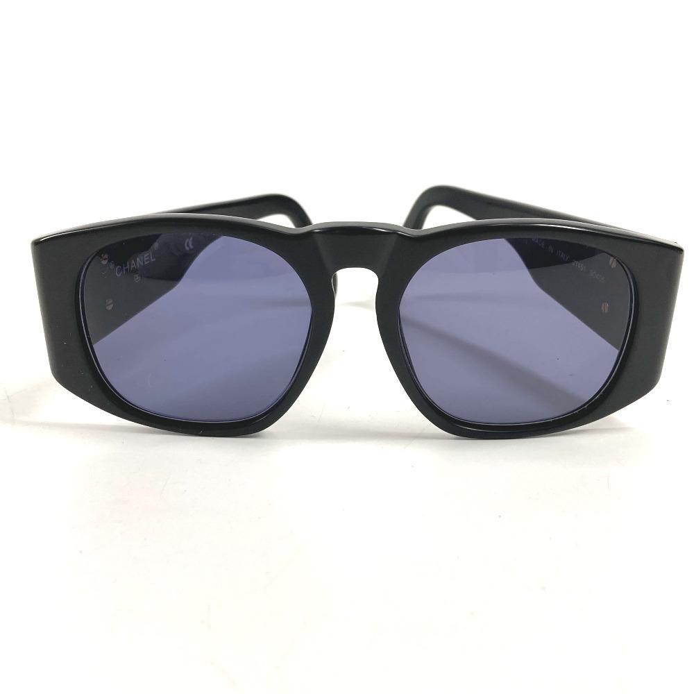 CHANEL 01451 vintage CC Logo Smoke eyewear sunglasses Plastic Black/Gold