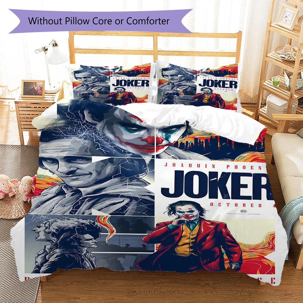 Joker Villain Bedding Quilt Set Quilt Cover Pillowcase Home Decoration Birthday Gift (1 * duvet cover + 2 * pillowcase, without core)