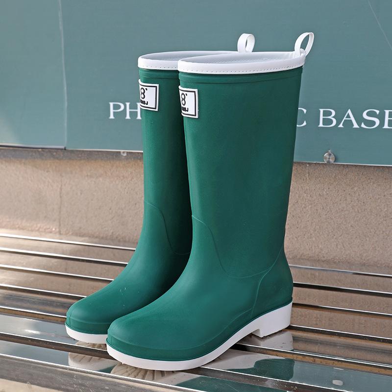 Модные новые длинные резиновые сапоги, водонепроницаемые, комплект для взрослых, высокие резиновые сапоги, женские резиновые сапоги для ходьбы
