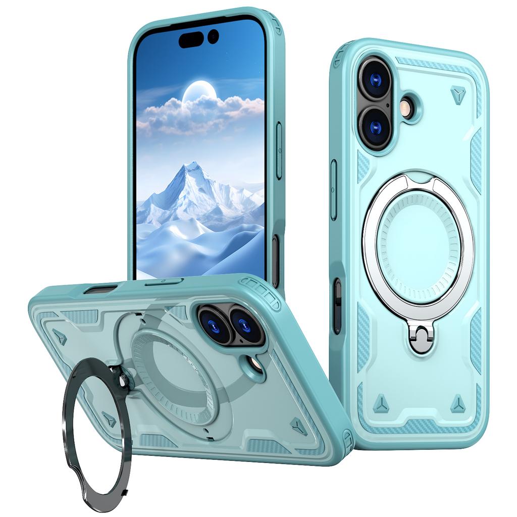For iPhone 17 Case Compatible with MagSafe Military Protection PC+TPU Kickstand Phone Cover